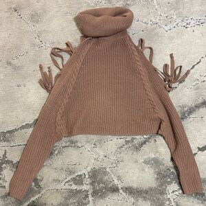 HYFVE Brown Cowl Neck Sweater with Side Ties